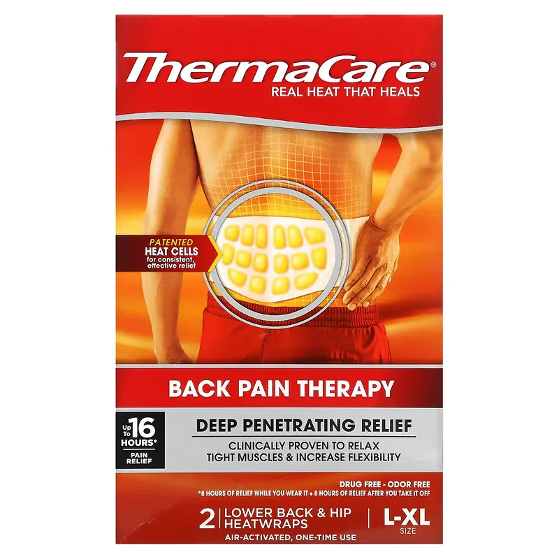 Back Pain Therapy, L-XL, 2 Lower Back & Hip Heatwraps