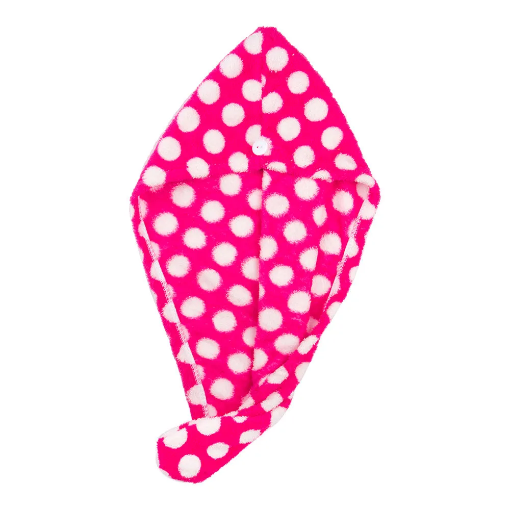 Streak Street Microfiber Hair Wrap Towel - Hot Pink Polka