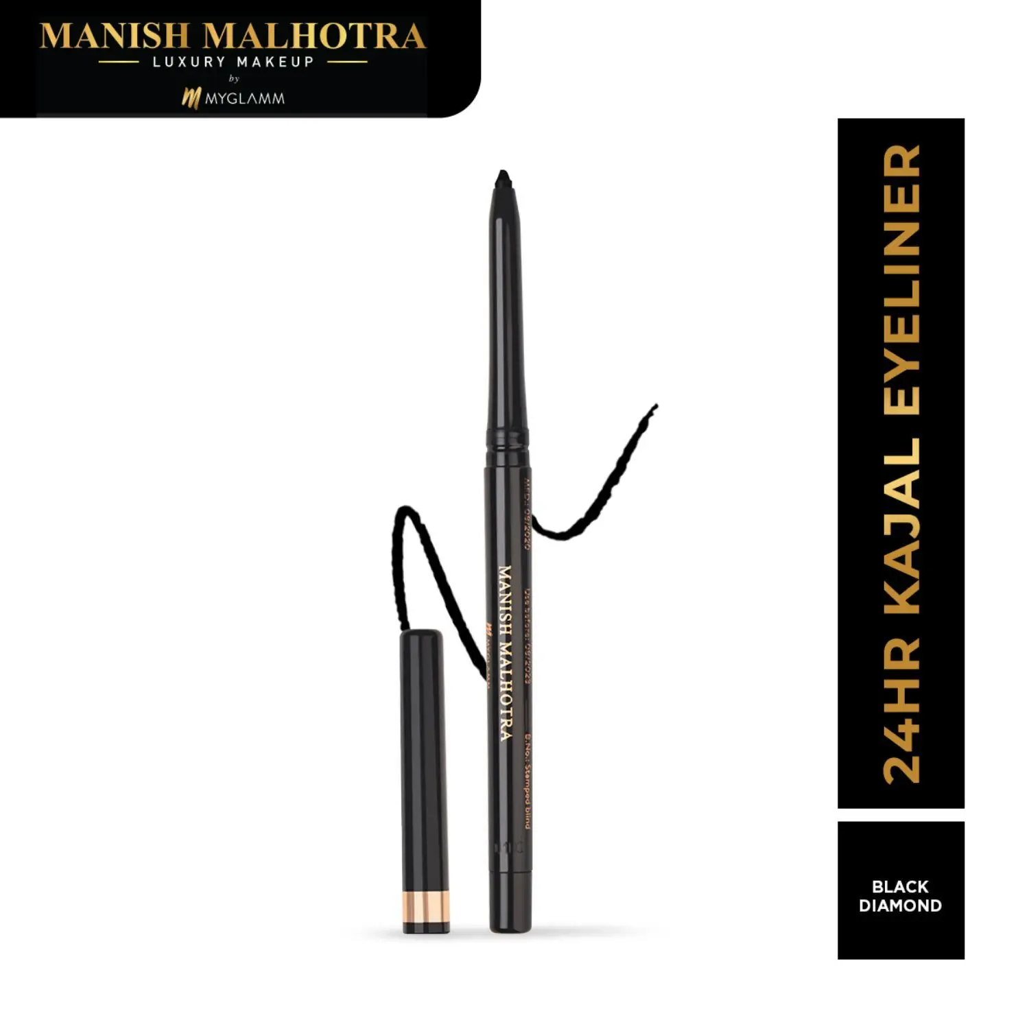 Manish Malhotra Beauty By MyGlamm 24H Kajal Eyeliner-Black Diamond-0.35gm