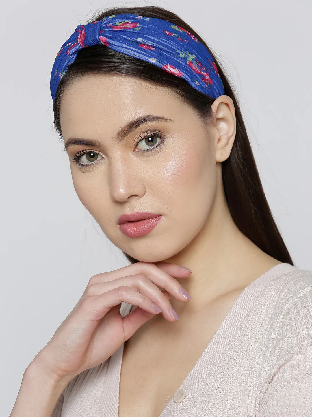 Blueberry Floral Printed Blue Color Hair Band