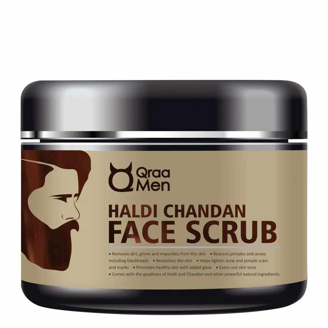 Qraa Men Haldi Chandan Face Scrub (100g) for Skin Brightening/Lightening with Turmeric Oil & Sandalwood