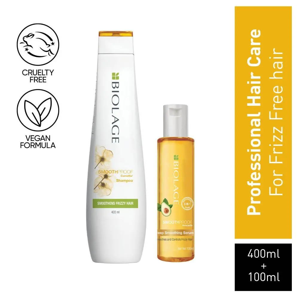 Biolage Smoothproof Shampoo + Smoothproof 6-in1 Deep Smoothening Serum (400ml+100ml)| For Frizzy Hair