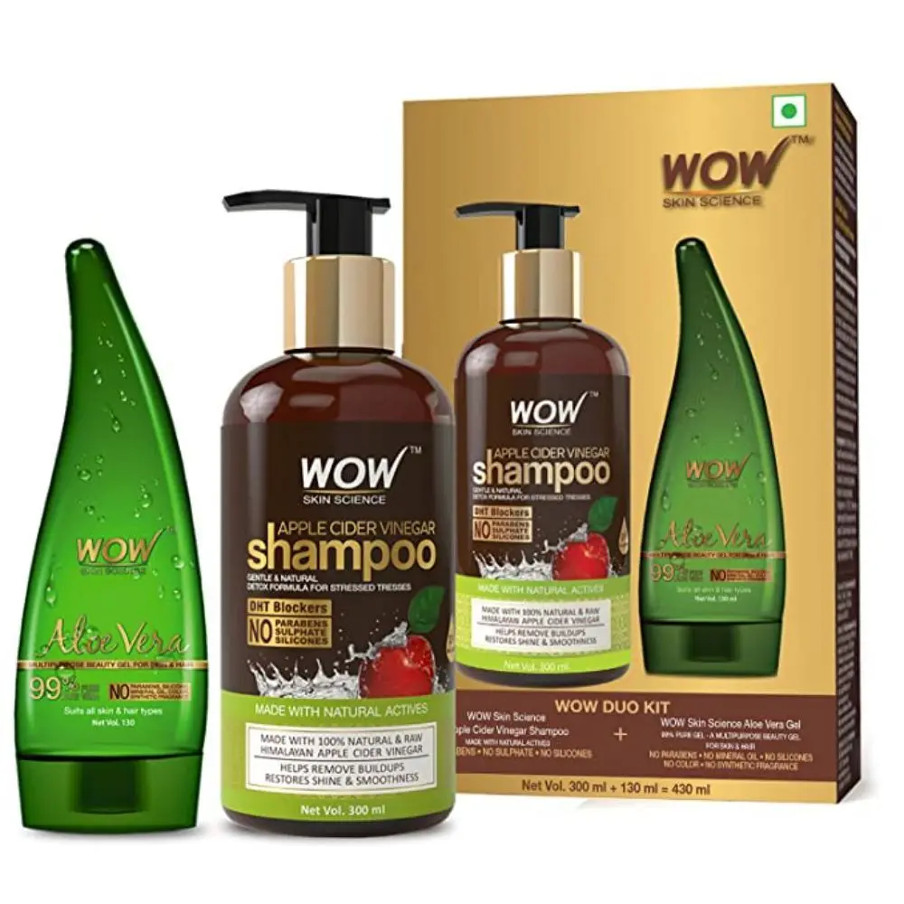 WOW Skin Science Duo kit apple cider Shampoo + Aloe vera gel