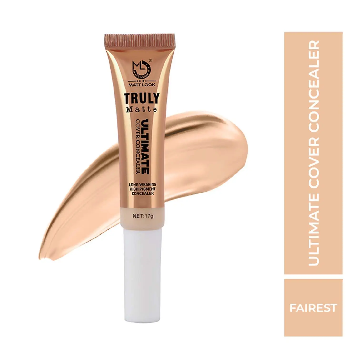 Matt look Truly Matte Ultimate Cover Concealer, Longwearing & High Pigment Concealer, Fairest, (17gm)