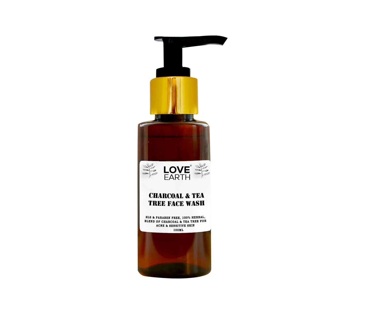 Love Earth Charcoal Tea Tree Face Wash for Oil Control Acne & Detox