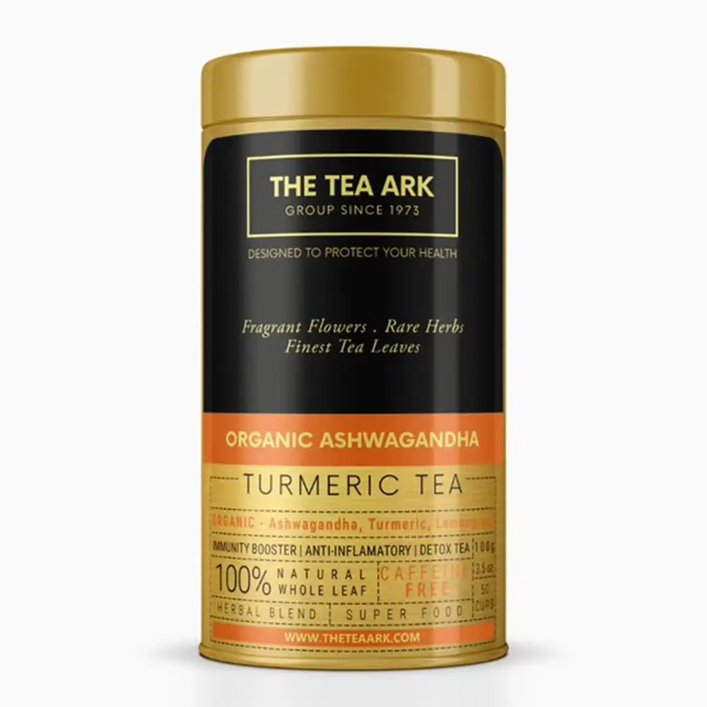 The Tea Ark Organic Ashwagandha Turmeric Tea,  100% Natural - Tin  100 g