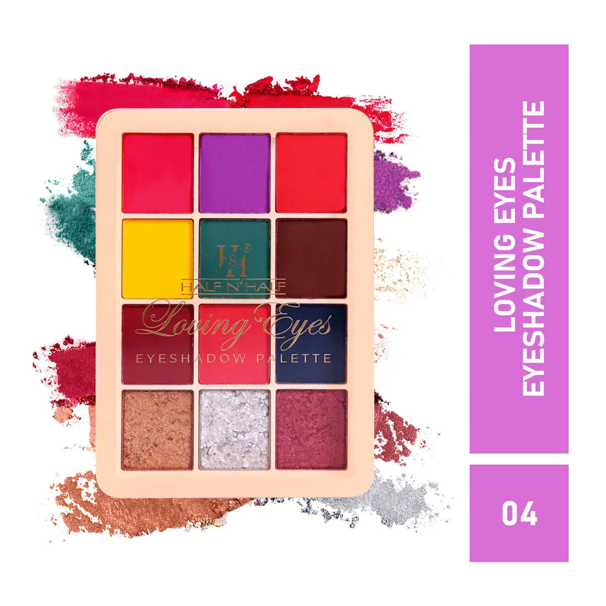 Half N Half 12Colors Loving Eyeshadow Palette, Flawless Shades, Waterproof Durable Highly Pigmented Eye Makeup Set Gift for Women, Waterproof Long Lasting Easy To Blendable, Multiclolur-04 (9.5g)