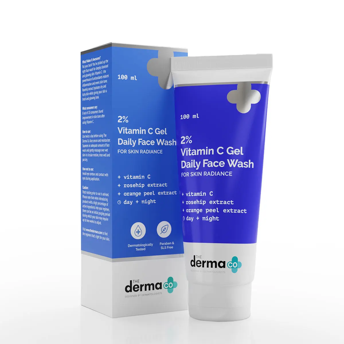 The Derma Co. 2% Vitamin C Gel Daily Face Wash with Vitamin C & Rosehip for Skin Radiance – 100 ml