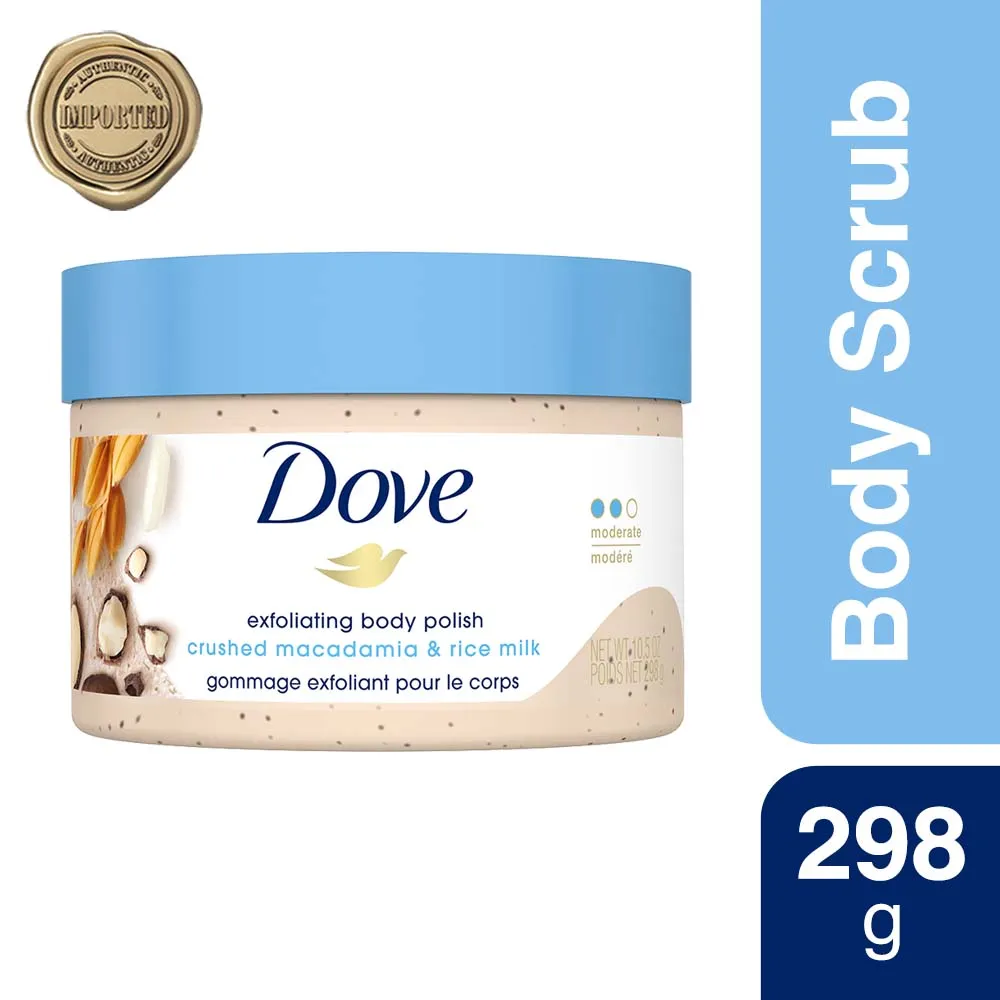 Dove Exfoliating Body Polish Scrub with Crushed Macadamia and Rice Milk