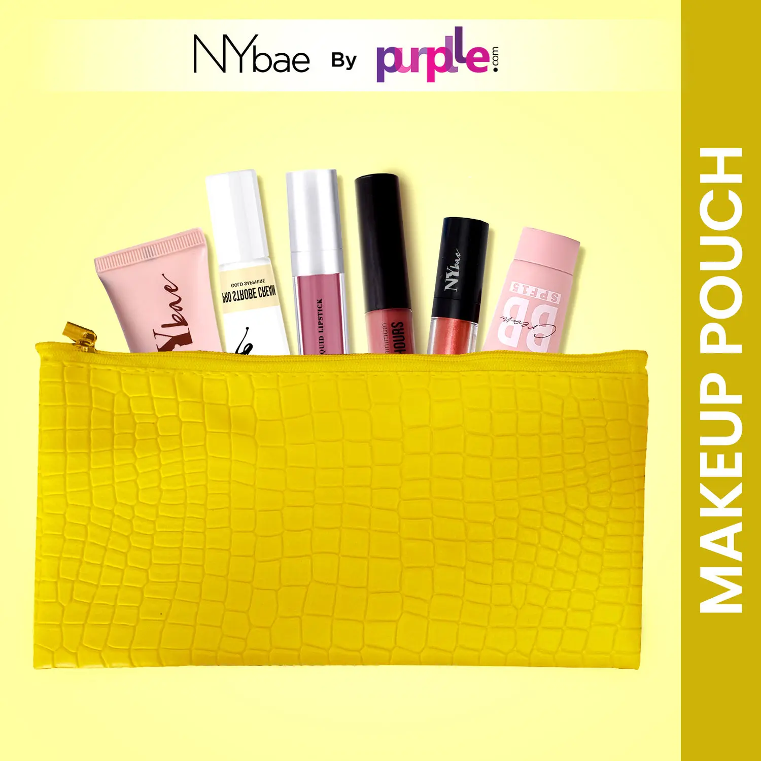 NY Bae Travel Around Town Pouch | Travel Friendly | Multi Purpose Bag | Spacious - Sunshine Yellow