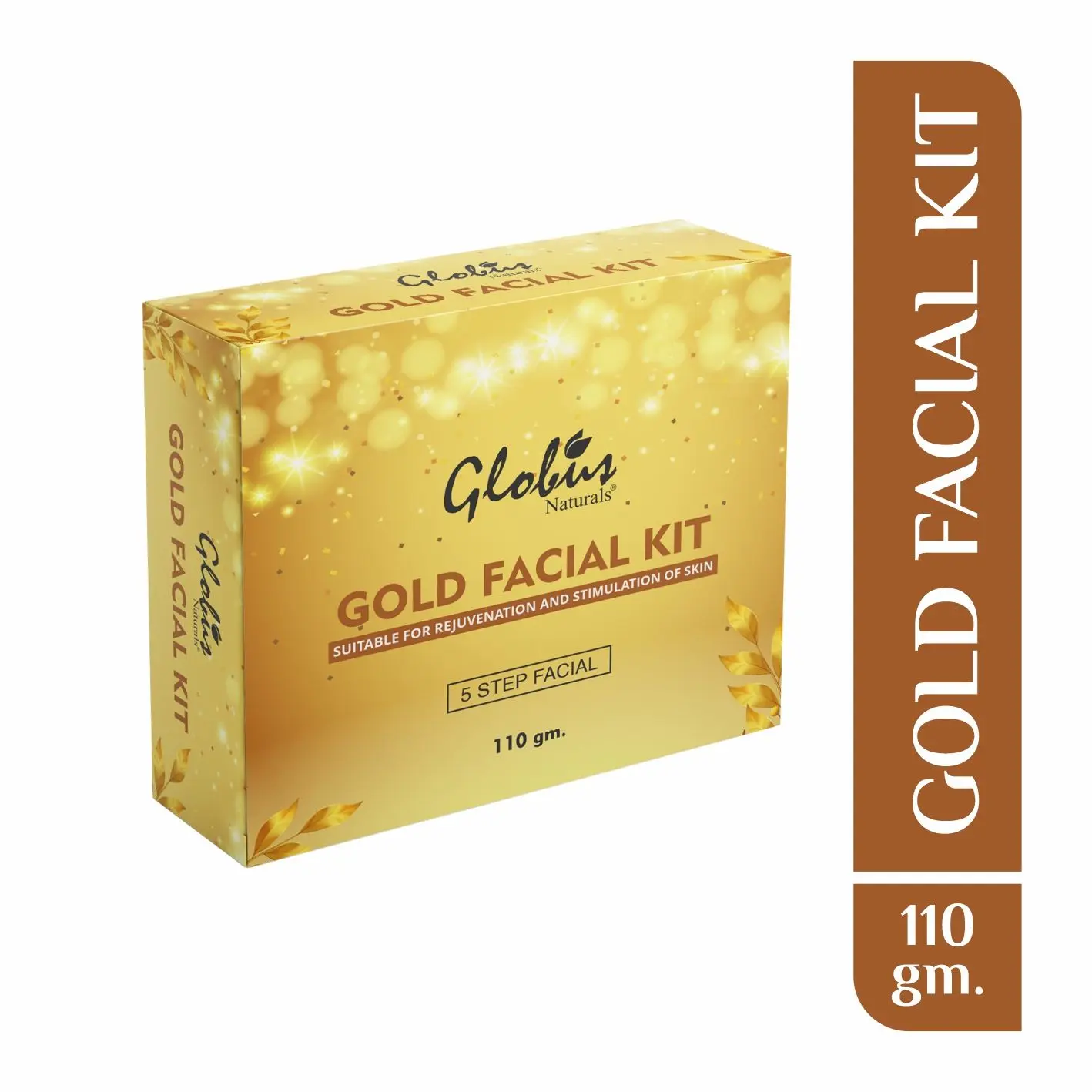 Globus Naturals Gold Facial Kit For Illuminating Skin |5 Step Bridal Radiance Kit |Paraben Free | Salon Grade| For All Skin Types (110 g)