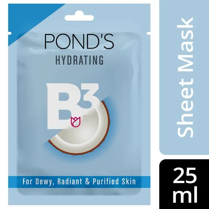 POND'S Hydrating Dewy Radiant Skin, With 100% Natural Coconut Water & Vitamin B3 Sheet Mask, 25 ml