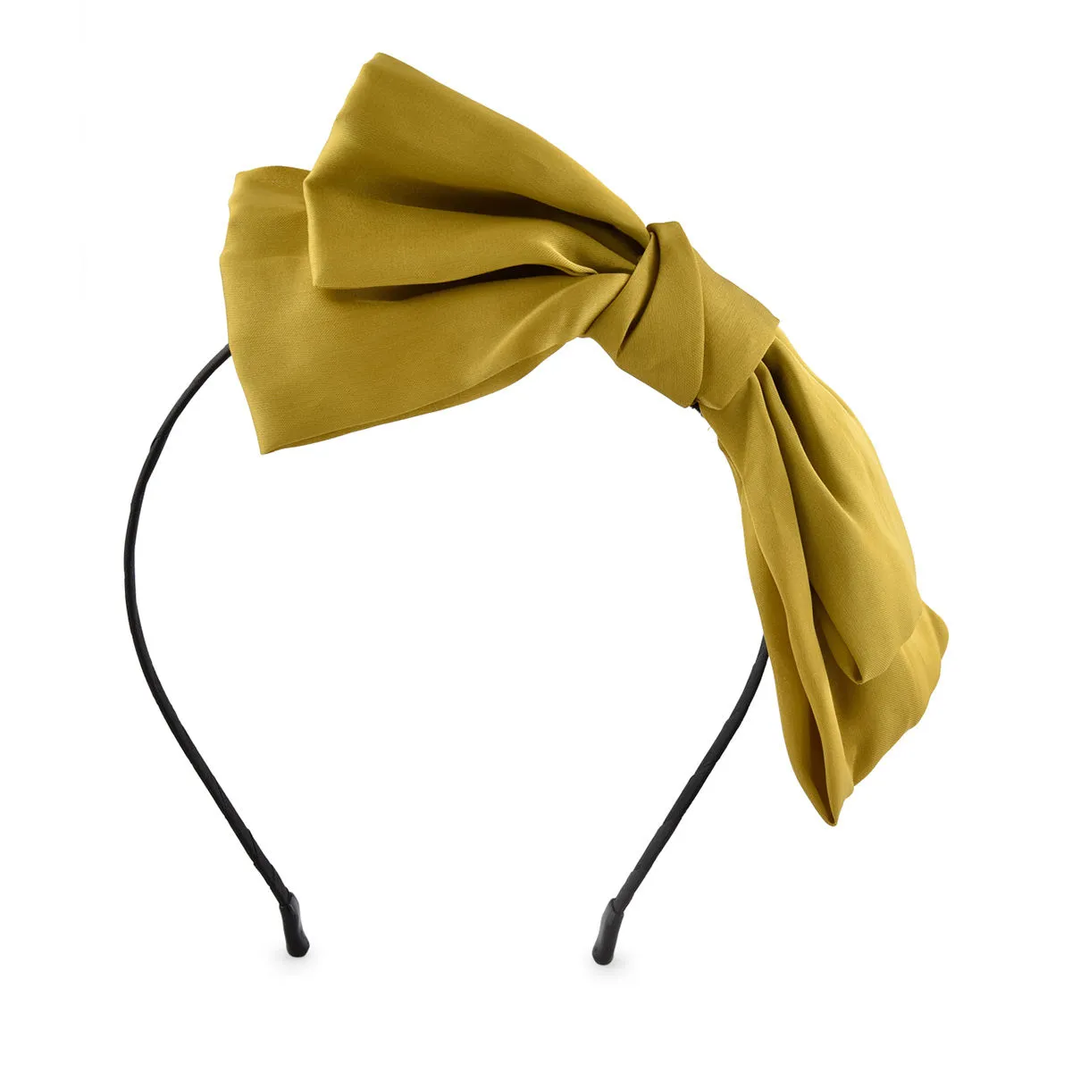 Toniq Yellow Satin Bow Knotted Hair Band For Women(OAWXXH92 B)