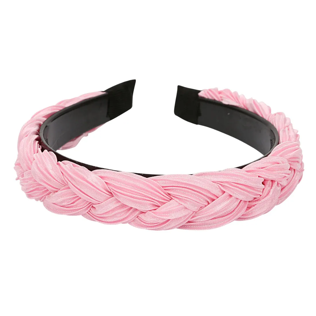 YouBella Hair Jewellery Fabric And Plastic Braid Shape Light Pink Head Band (YBHAIR_41342)