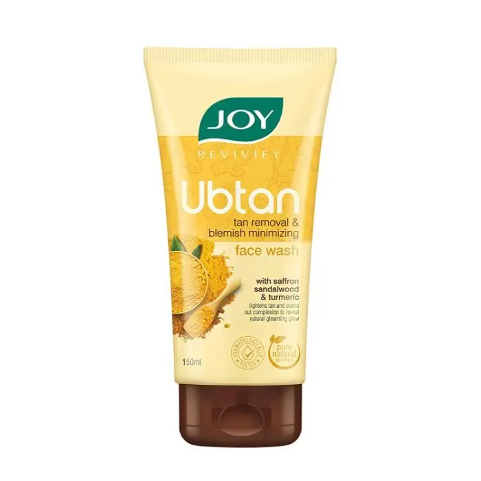 Joy Revivify Ubtan Face Wash | Tan Removal and Blemish Minimizing | With Saffron, Turmeric, Chickpea Flour, Almond Oil , Rose Water, Sandalwood Oil , Walnut Beads | Even Complexion & Natural Glow | 150 ml