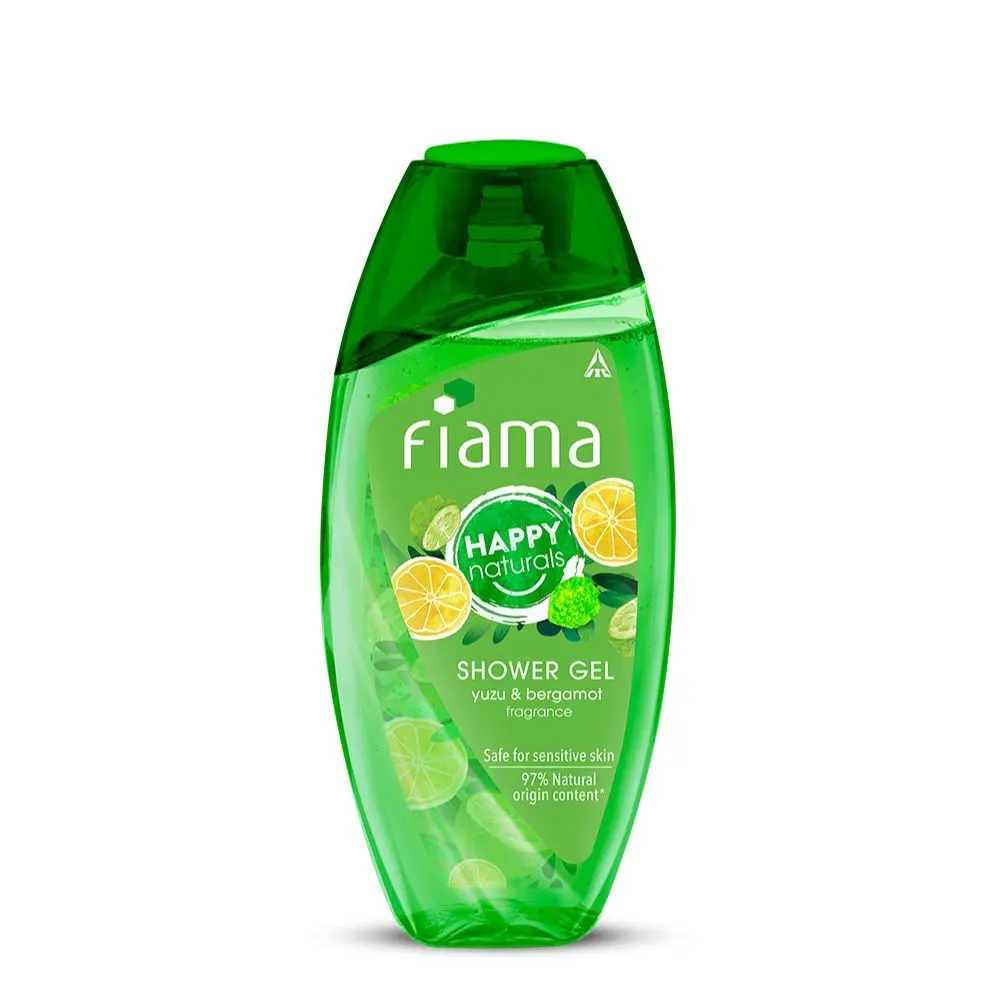 Fiama Happy Naturals shower gel, yuzu and bergamot with 97% natural origin content, skin conditioners for moisturized skin,safe on sensitive skin bodywash 250ml bottle