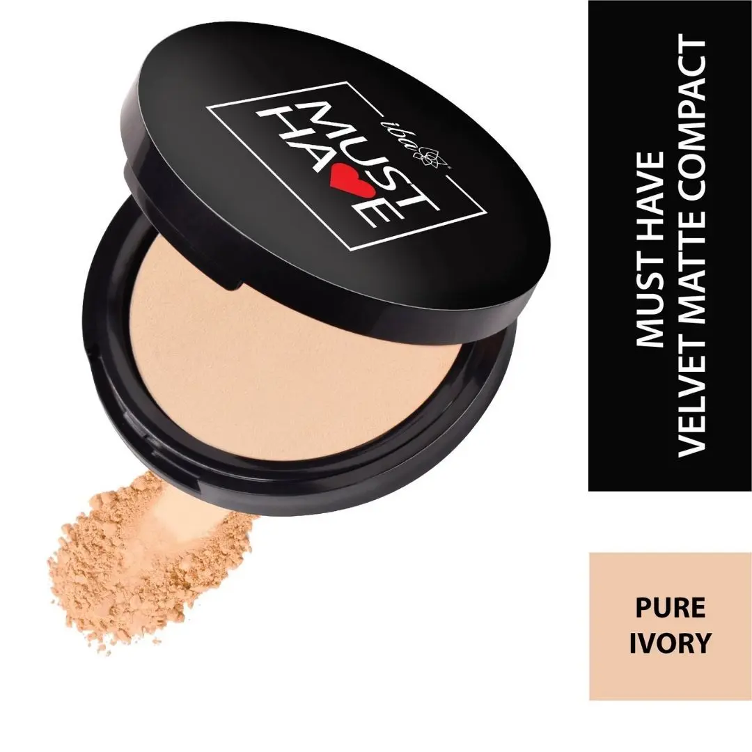 Iba Must Have Velvet Matte Compact  - Pure Ivory, 9g High Coverage, Ultra Blendable, Face Makeup, SPF 15, Oil Free Fresh Matte Finish Look, 