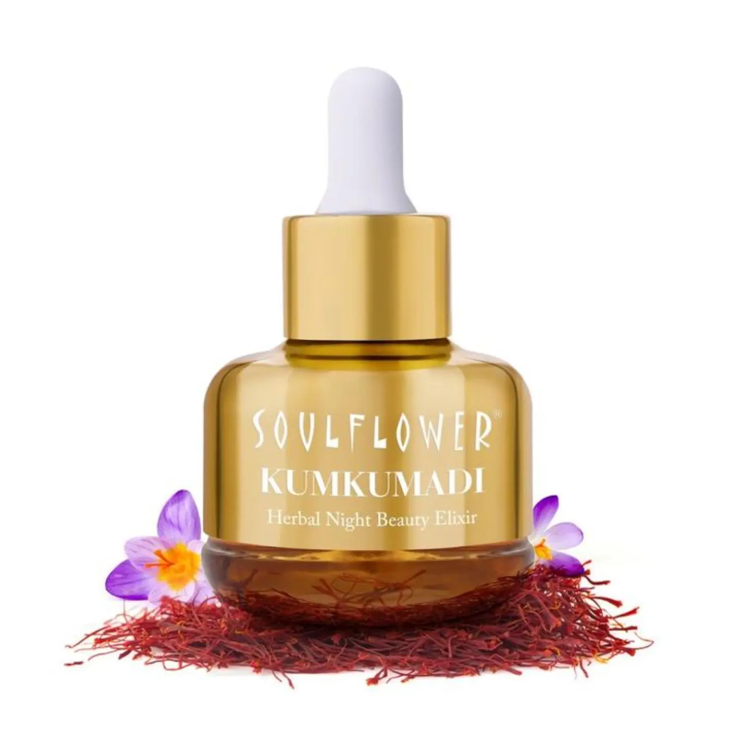 Soulflower Pure & Natural Kumkumadi Night Beauty Elixir with Precious Oils of Saffron & Almond Natural 30ml