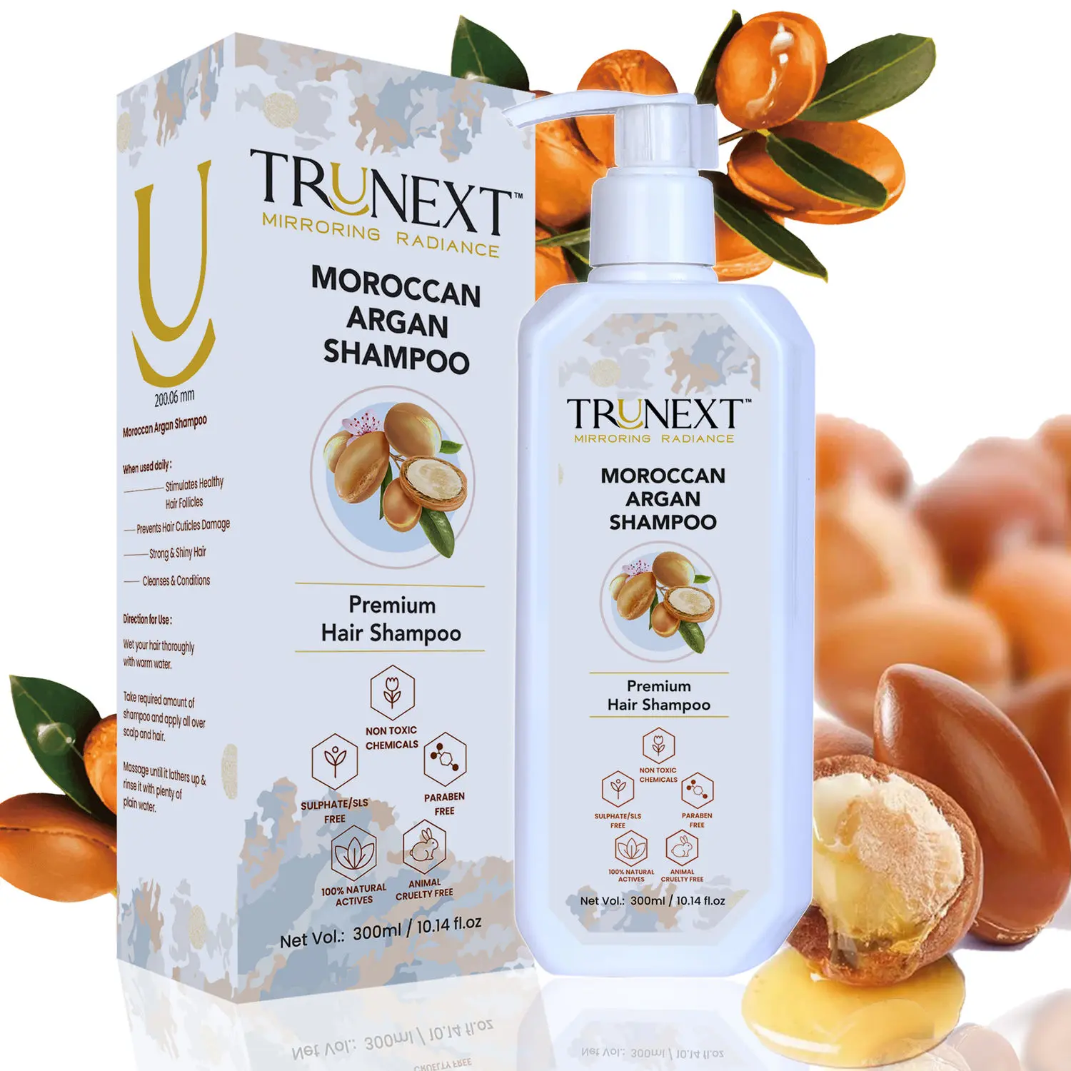 TRUNEXT Moroccan Argan Shampoo for Hair Fall Control and Better Hair Growth, 300 ml