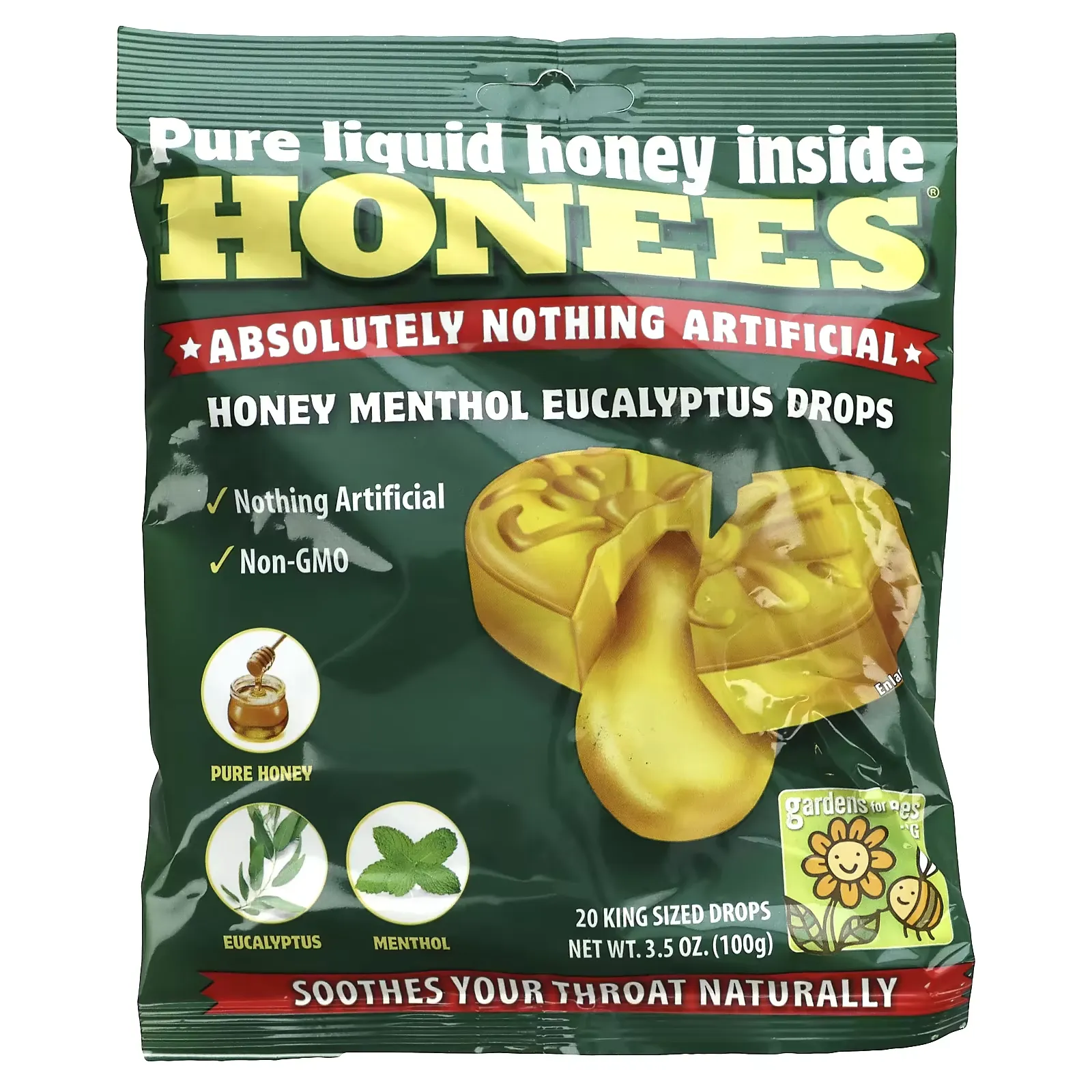 Honey Menthol Eucalyptus Drops, 20 King Sized Drops, 3.5 oz (100 g)