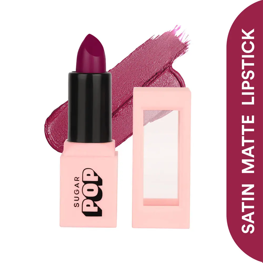 SUGAR POP Satin Matte Lipstick - 05 Lotus - 3 gm - Infused with Vitamin E, Shea Butter & Jojoba Oil l Full Coverage, Ultra Pigmented, Hydrating, Weightless Formula l Lipstick for Women