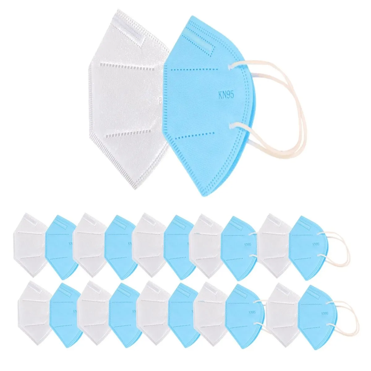 Fabula Pack Of 20 Kn95/n95 Anti-pollution Reusable 5 Layer Mask ( Blue,white)