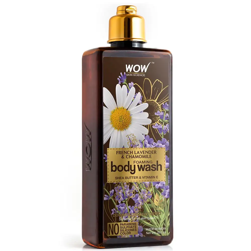 WOW Skin Science French Lavender & Chamomile Foaming Body Wash,  250 ml  Shea Butter & Vitamin E