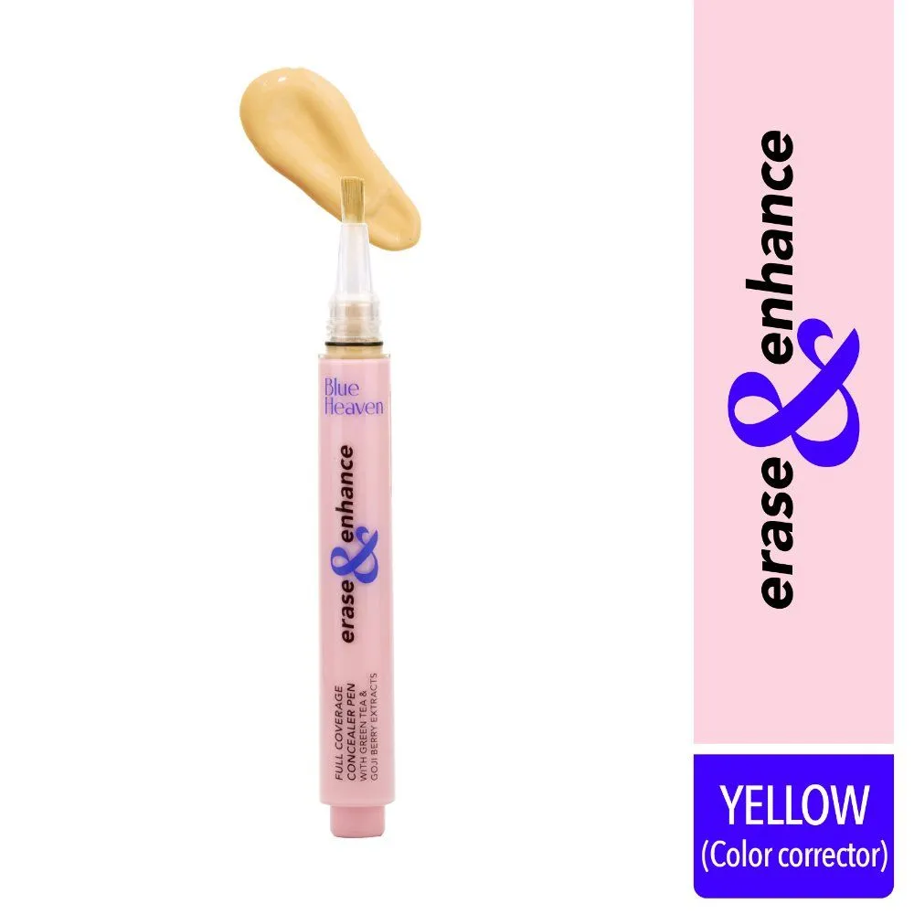 Blue Heaven Erase & Enhance Full Coverage Concealer Pen - Yellow