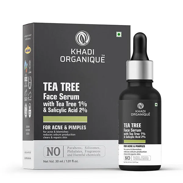 Khadi Organique Tea Tree Face Serum With Tea Tree 1% + Salicylic Acid 2% For Acne & Blemishes