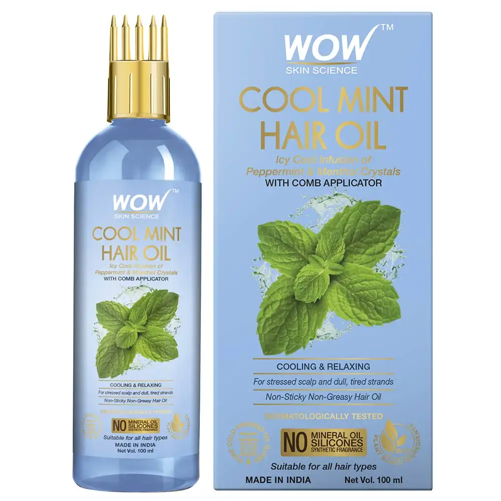 WOW Skin Science Cool Mint Hair Oil,  100 ml  with Comb Applicator