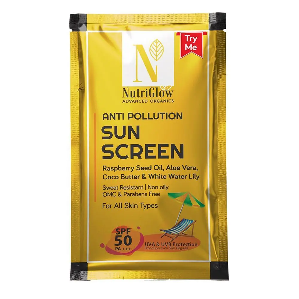 NutriGlow Advanced Organics Anti Pollution Sun Screen SPF 50 For Whitening Effect 10 ml