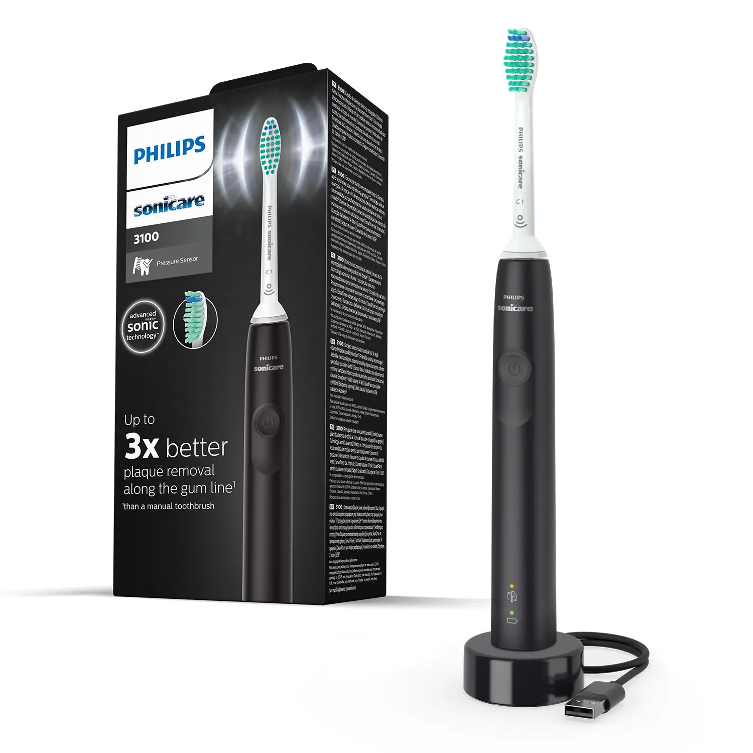 Philips Sonicare Electric Toothbrush - Galway 3100 Series. Built in pressure sensor, Easy Start tech, Dual Intensity Quad Pacer , 2 minute smart timer. HX3671/14