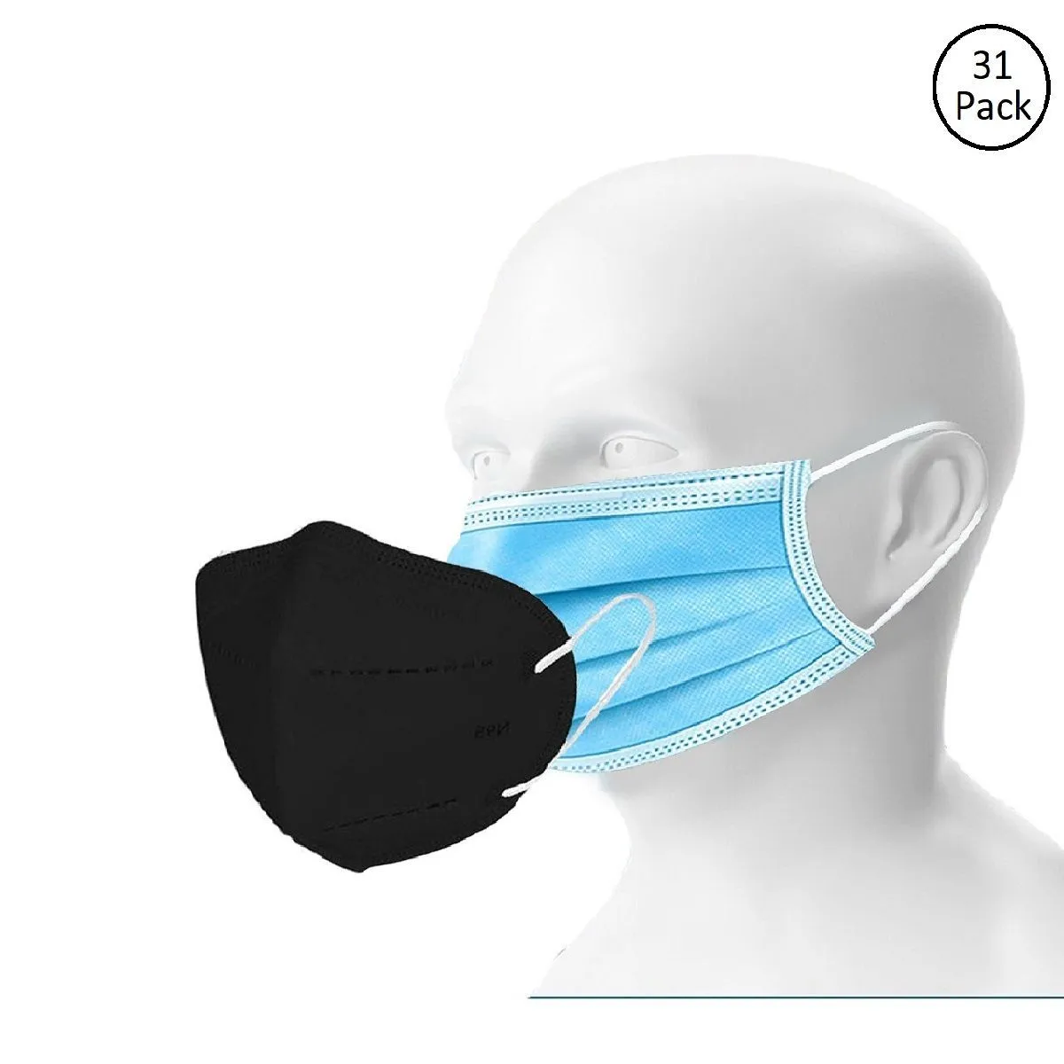 OOMPH Double Mask Set of 25 Disposable & 6 Kn95/N95 Mask