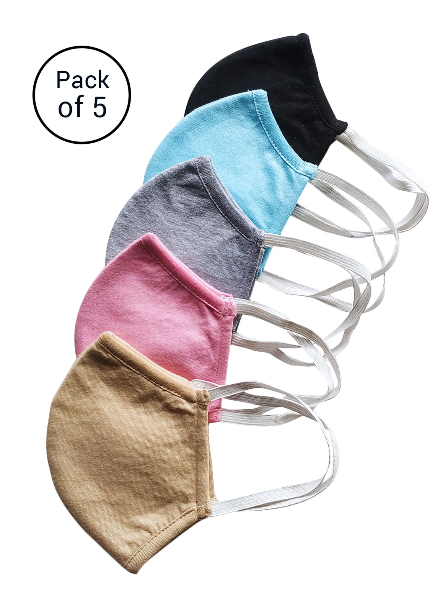 Nite Flite Unisex 3-Ply Reusable Cotton Masks - Multi-Color (Pack of 5)