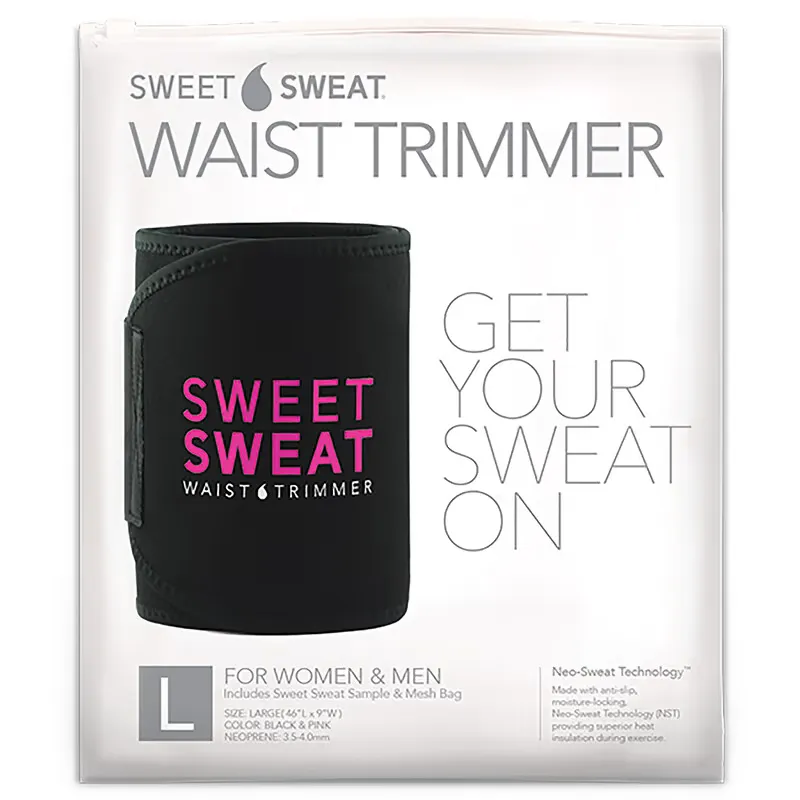 Sweet Sweat Waist Trimmer, Large, Black & Pink, 1 Belt