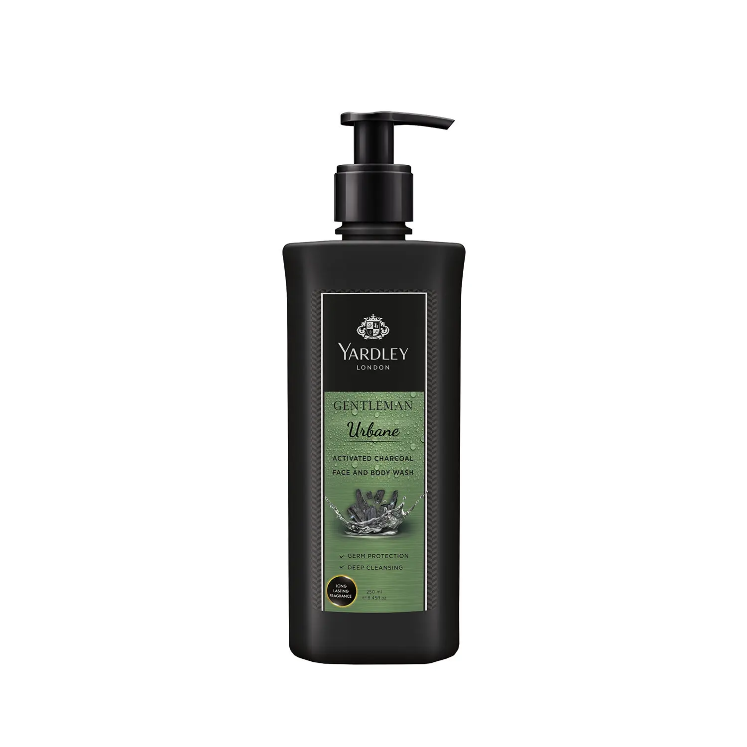 Yardley London Gentleman Urbane, Face and Body wash for Men, With Activated Charcoal, Germ Protection & Deep Cleansing, 250ml Shower Gel