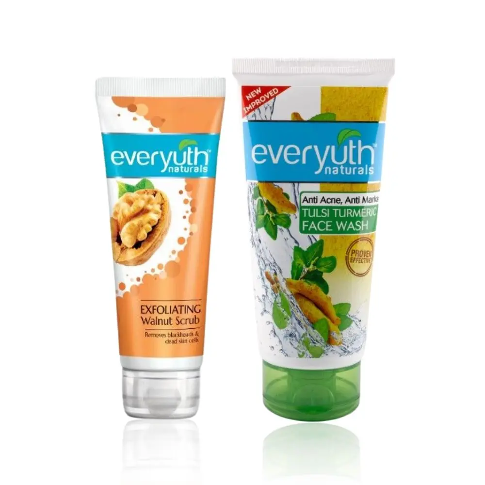 Everyuth Naturals Tulsi Turmeric Face Wash 150 gm + Walnut Scrub 100 gm