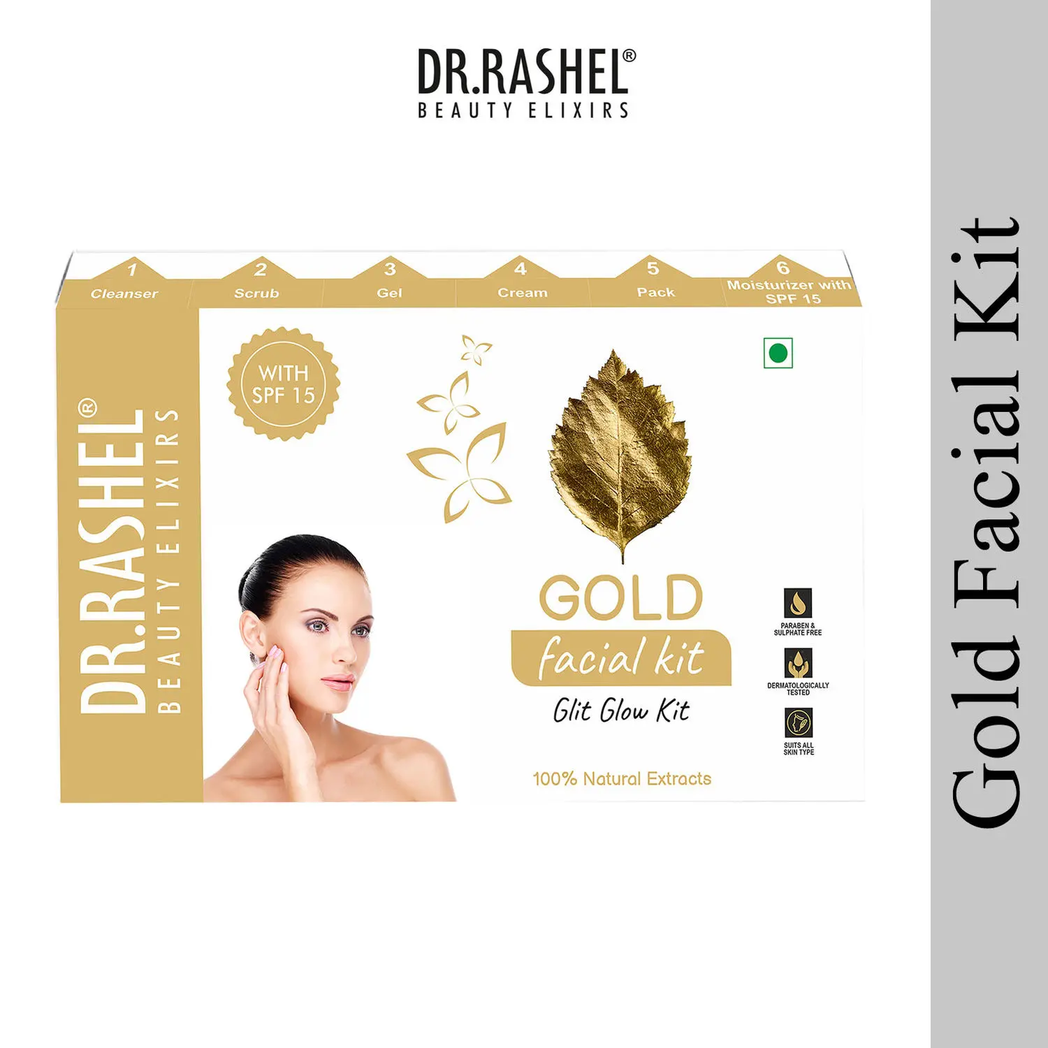 Dr.Rashel Gold Facial Kit Glit Glow Kit With Spf 15 Moisturizer