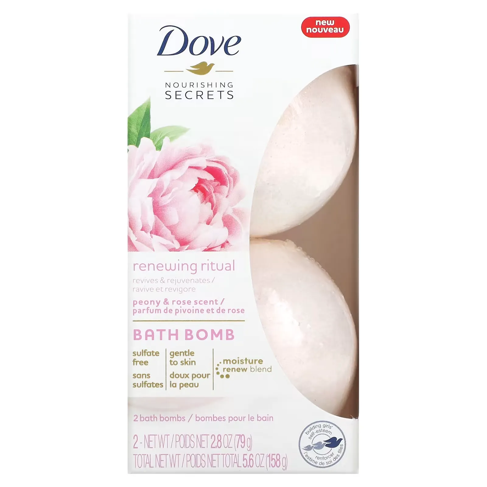 Nourishing Secrets, Bath Bombs, Peony and Rose, 2 Bath Bombs, 2.8 oz (79 g) Each