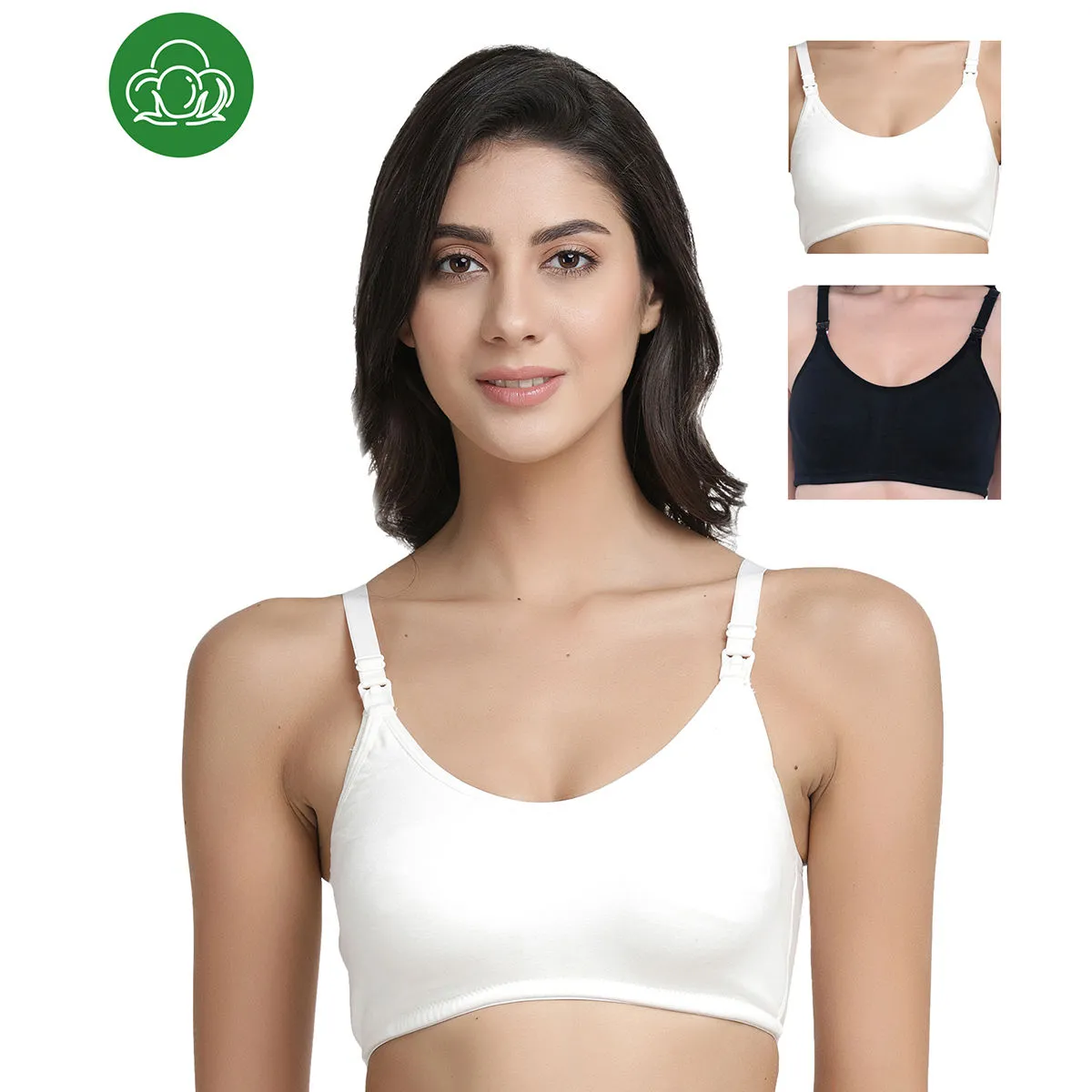 Inner Sense Organic Antimicrobial Soft Nursing Bra Pack of 3 - Multi-Color (32C)