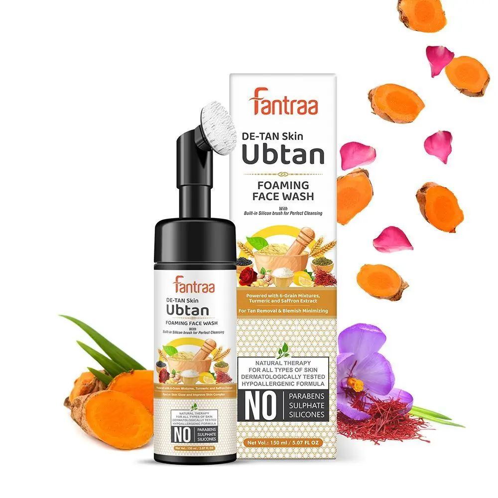 Fantraa Ubtan Foaming Face Wash with Built-In Face Brush, (150 ml)