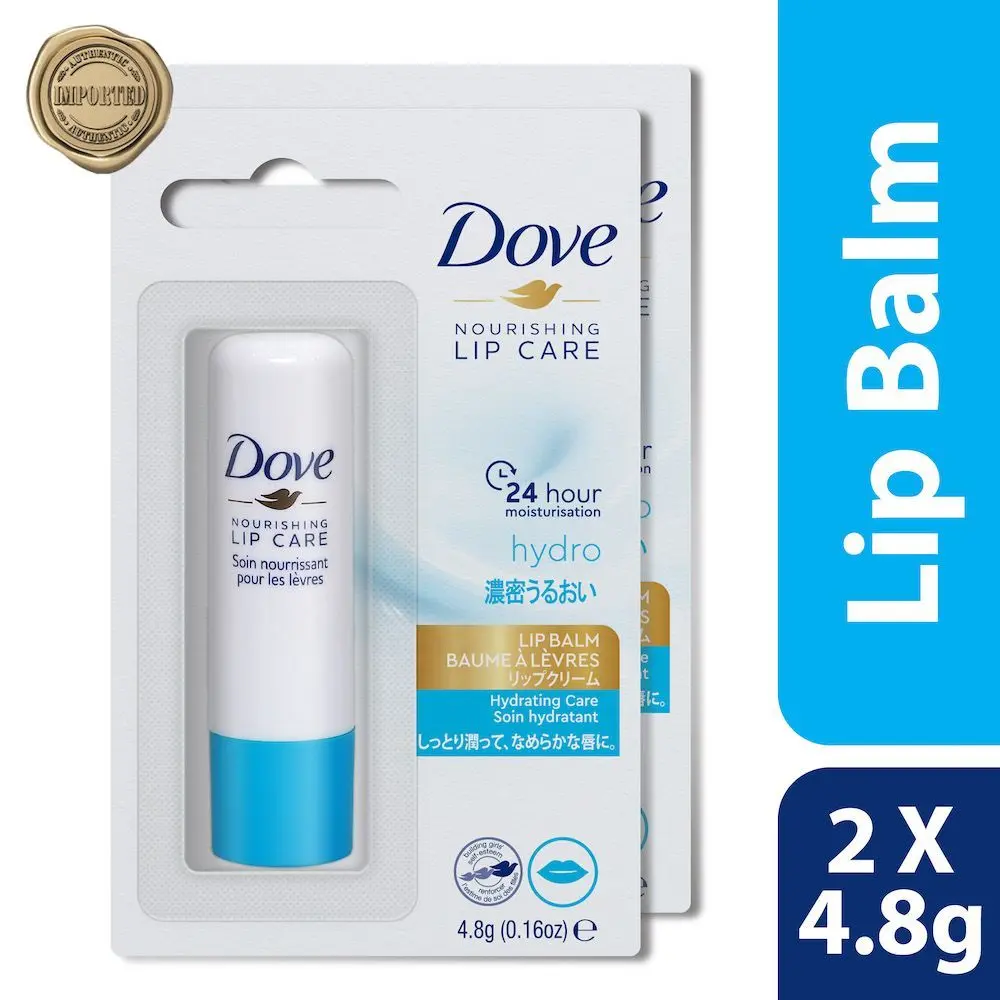 Dove Hydro Nourishing Lip Care | Lip Balm | 24 hours Hydration | Imported | 2*4.8gm (PO2)