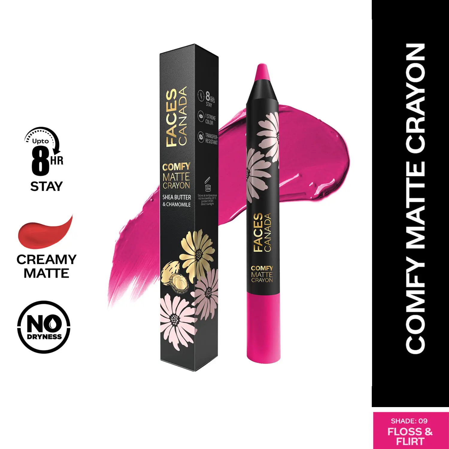 Faces Canada Comfy Matte Crayon I Creamy Matte I Chamomile & Shea Butter I Alcohol-free I Floss & Flirt 09 2.8g