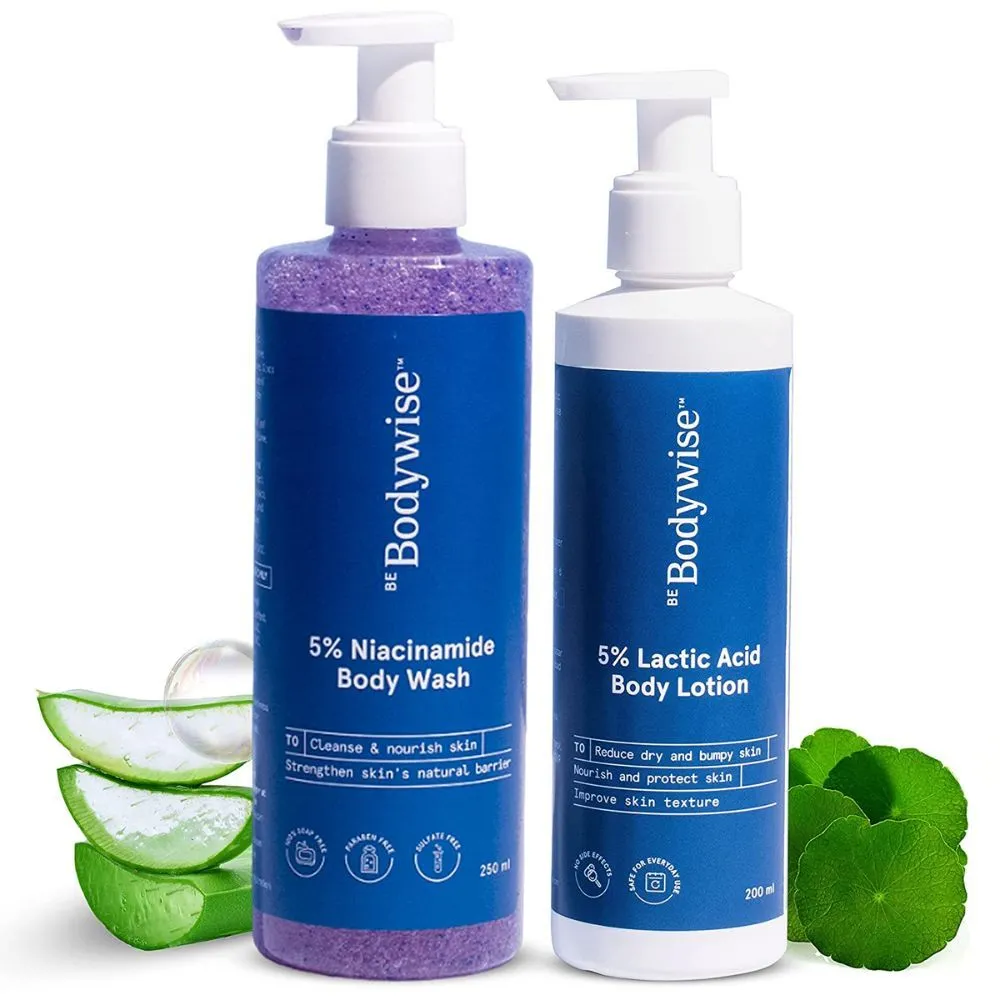 Be Bodywise 5% Niacinamide Body Wash + 5% Lactic Acid Body Lotion For Strawberry Legs