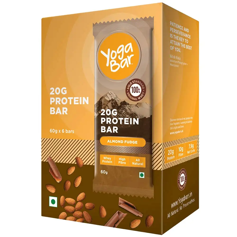 Yogabar Protein Bar (20g Protein),  6 bar(s)  Almond Fudge