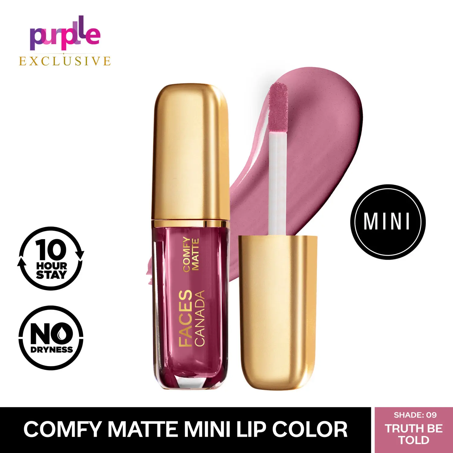 Faces Canada Comfy Matte Mini Lip Color | Comfortable 10 Hours Longstay | Matte Finish | With Natural Oils | Truth Be Told 09 (1.2 ml) - Exclusively Only On Purplle