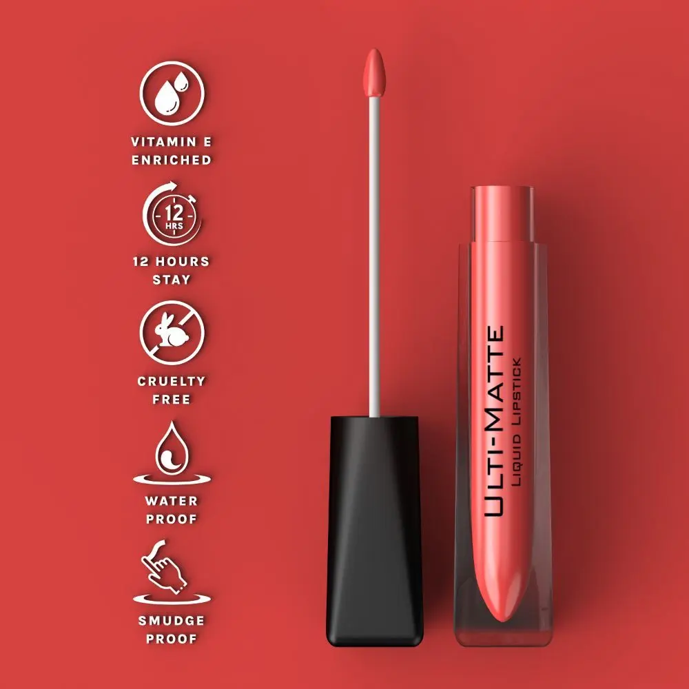 Bella Voste I ULTI-MATTE LIQUID LIPSTICK I Cruelty Free I No Bleeding On Lips I Transfer Proof  & Smudge Proof I Enriched with Vitamin E I Full Coverage with Pure Matt Finish I PUNK RED (17)