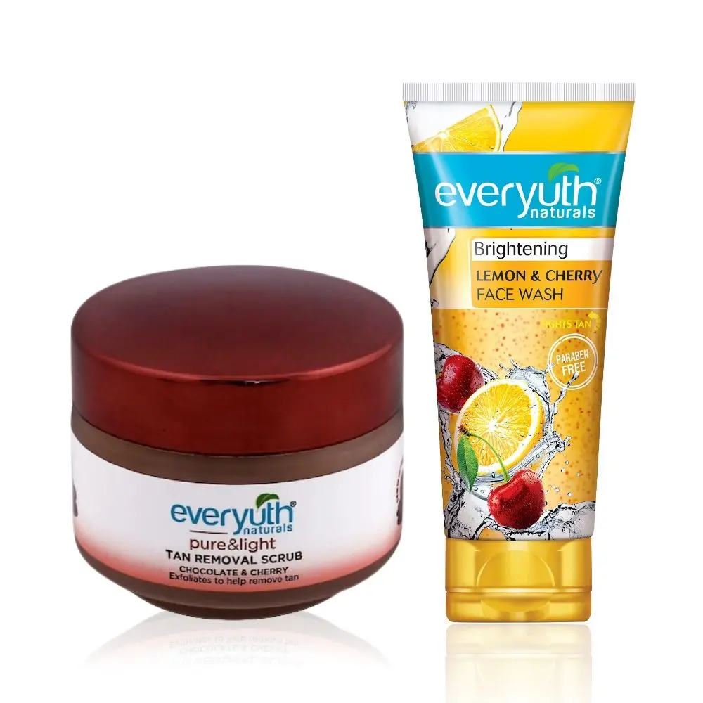 Everyuth Naturals Lemon & Cherry Face Wash 150 gm + Chocolate and Cherry Scrub 50 gm