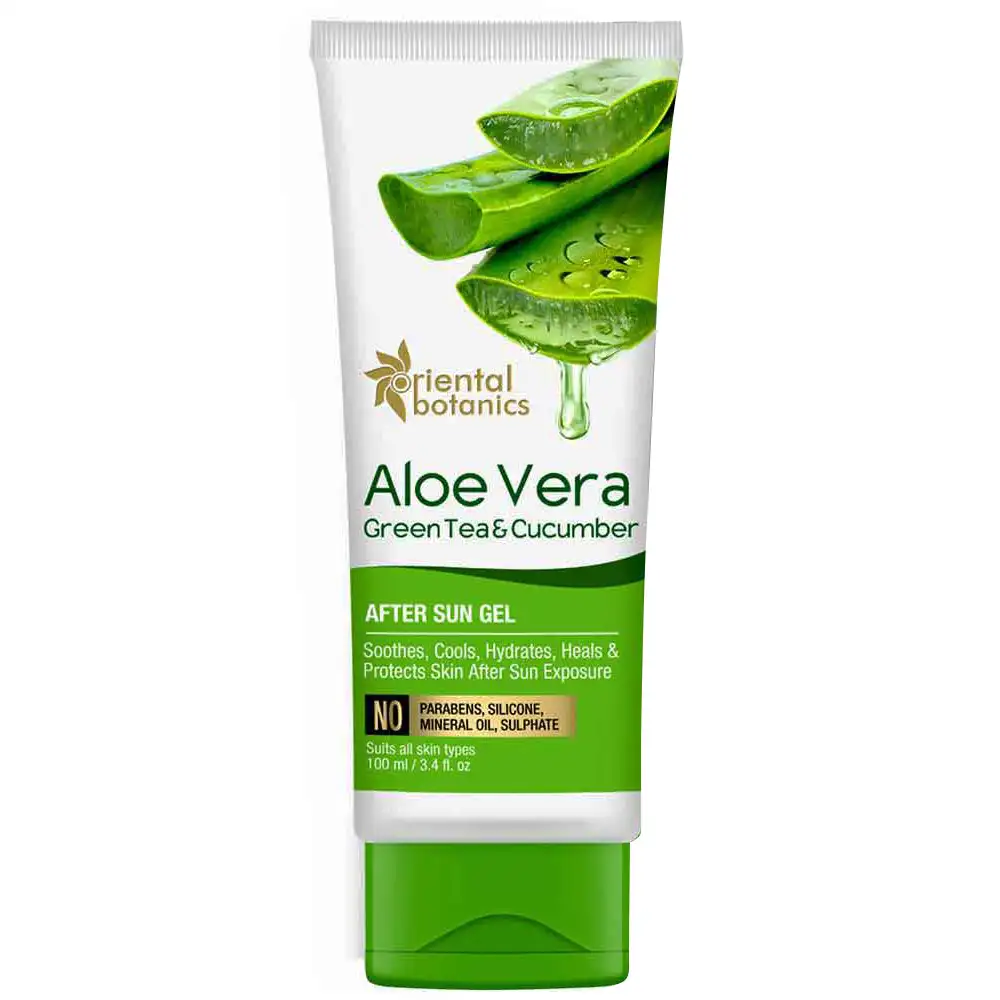 Oriental Botanics Aloe Vera Green Tea & Cucumber After Sun Gel,  100 ml  No Silicone, Paraben