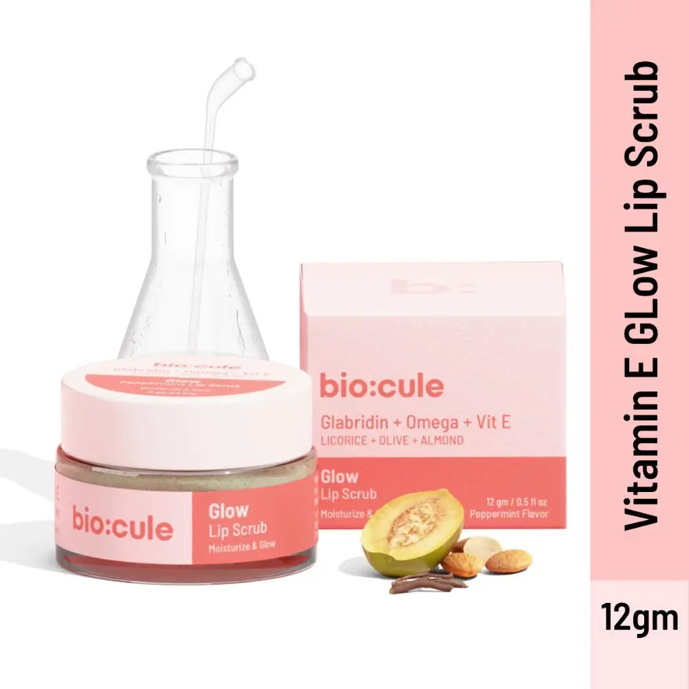 Biocule Vitamin E Glow Lip Scrub Balm For Bright & Glowing Lips With Peppermint 100% Natural 12G